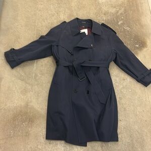 Vintage london fog navy blue double breasted men trenchcoat